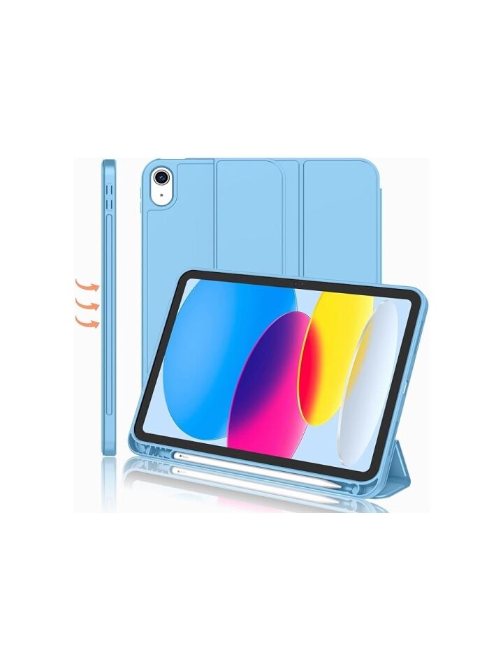 Apple iPad 10. Nesil 10.9 (2022) Kalemlikli Yatay Standlı Stromix Smart Kılıf A2696 A2757 A2777 A3162 Mavi