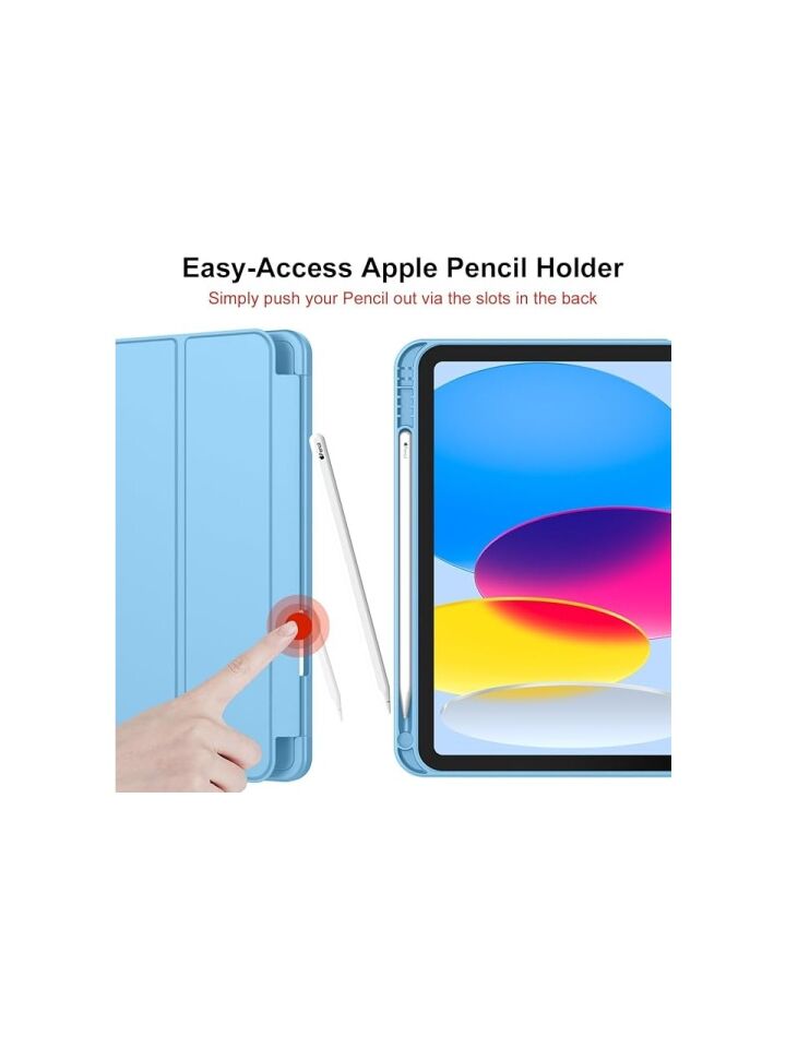 Apple iPad 10. Nesil 10.9 (2022) Kalemlikli Yatay Standlı Stromix Smart Kılıf A2696 A2757 A2777 A3162 Mavi