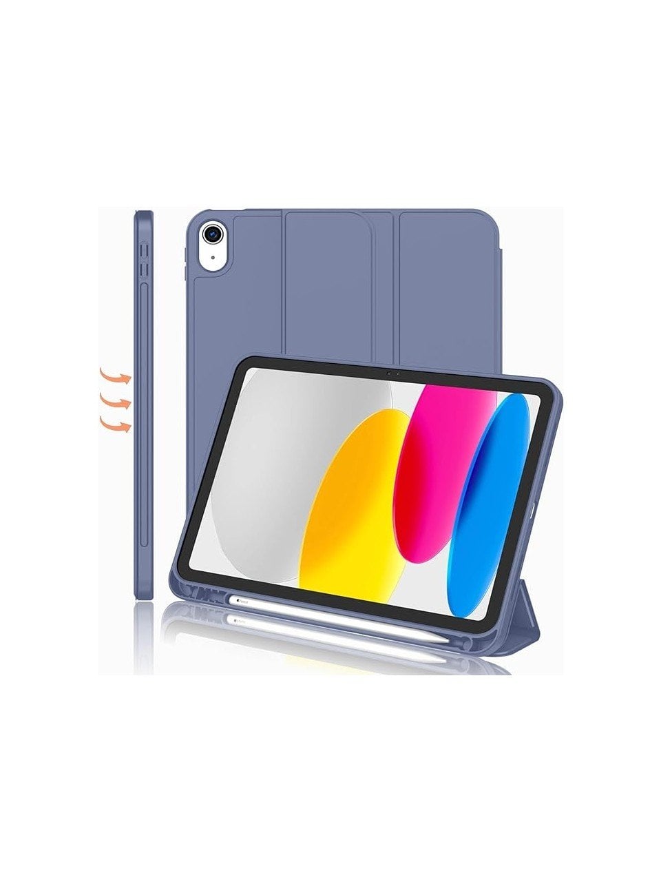 Apple iPad 10. Nesil 10.9 (2022) Kalemlikli Yatay Standlı Stromix Smart Kılıf A2696 A2757 A2777 A3162 Lavanta