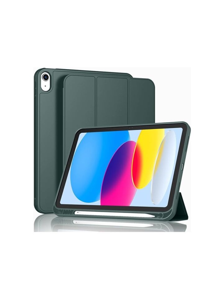 Apple iPad 10. Nesil 10.9 (2022) Kalemlikli Yatay Standlı Stromix Smart Kılıf A2696 A2757 A2777 A3162 Haki