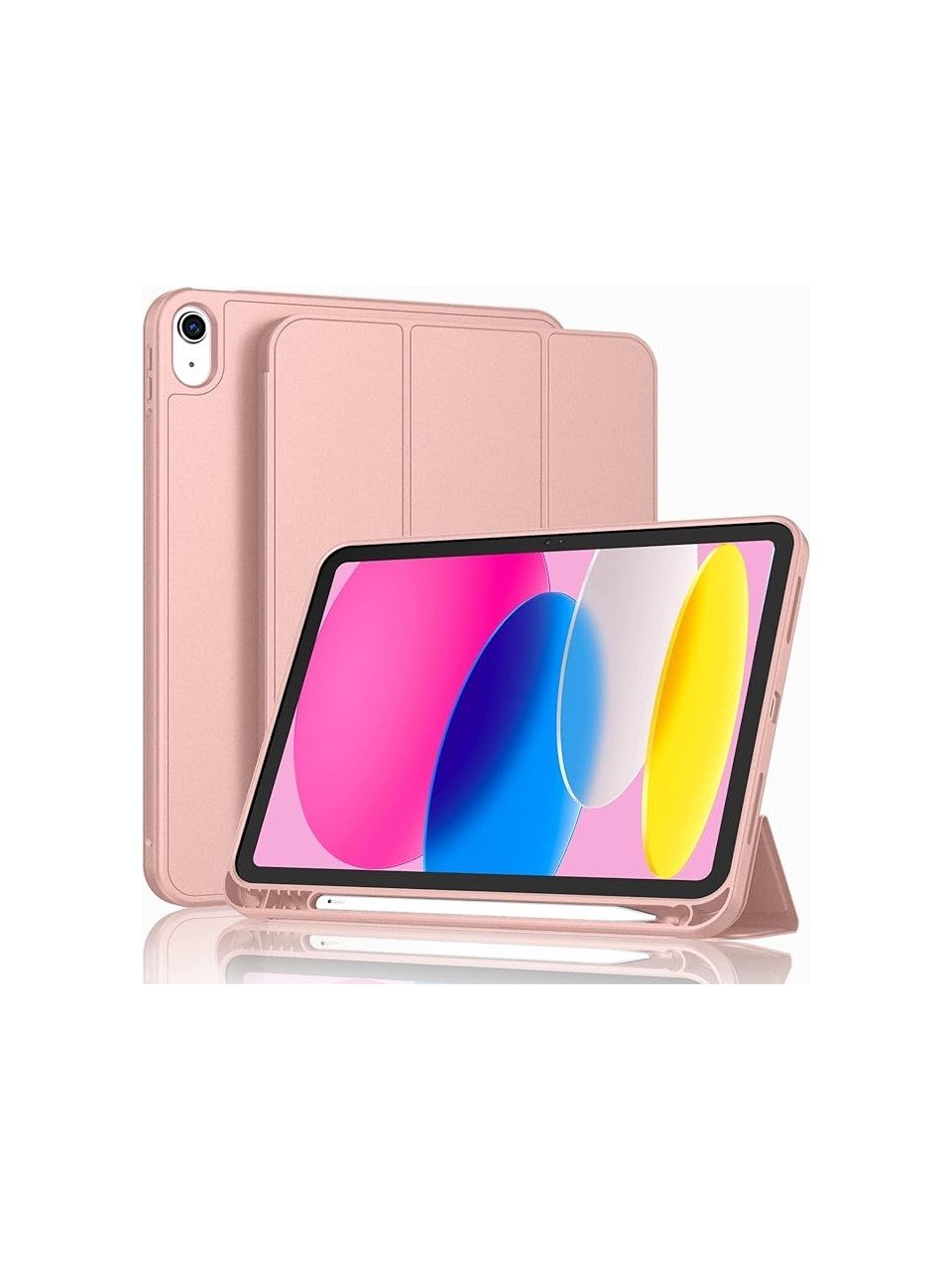 Apple iPad 10. Nesil 10.9 (2022) Kalemlikli Yatay Standlı Stromix Smart Kılıf A2696 A2757 A2777 A3162 Pembe