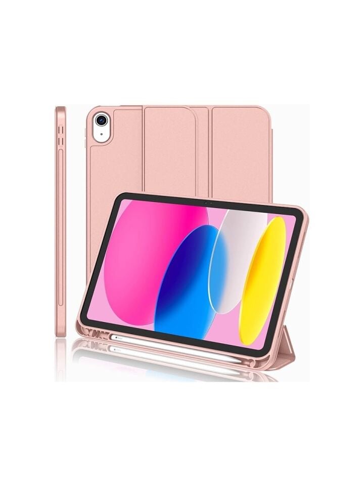 Apple iPad 10. Nesil 10.9 (2022) Kalemlikli Yatay Standlı Stromix Smart Kılıf A2696 A2757 A2777 A3162 Pembe