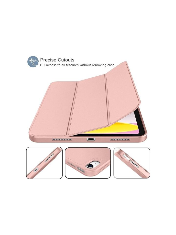 Apple iPad 10. Nesil 10.9 (2022) Kalemlikli Yatay Standlı Stromix Smart Kılıf A2696 A2757 A2777 A3162 Pembe