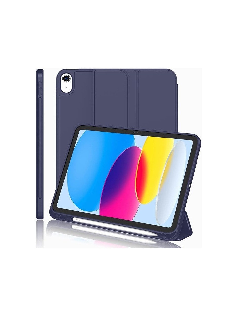 Apple iPad 10. Nesil 10.9 (2022) Kalemlikli Yatay Standlı Stromix Smart Kılıf A2696 A2757 A2777 A3162 Lacivert