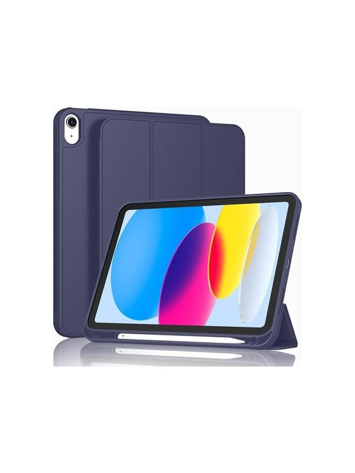 Apple iPad 10. Nesil 10.9 (2022) Kalemlikli Yatay Standlı Stromix Smart Kılıf A2696 A2757 A2777 A3162 Lacivert