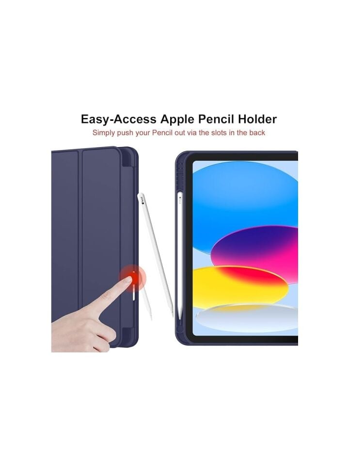 Apple iPad 10. Nesil 10.9 (2022) Kalemlikli Yatay Standlı Stromix Smart Kılıf A2696 A2757 A2777 A3162 Lacivert