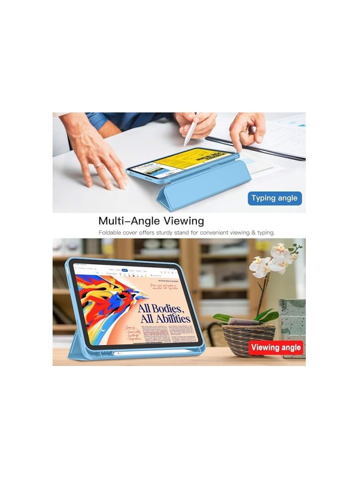 Apple iPad A16 11 Inc (2025) Kalemlikli Uyku Modlu Yatay Standlı Stromix Smart Kılıf A3354 A3355 Mavi