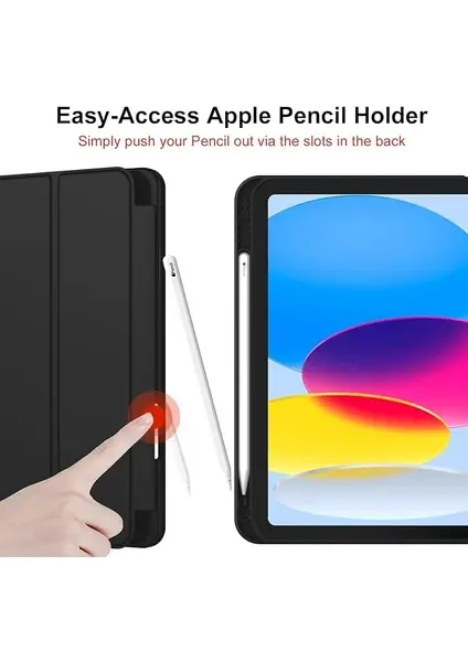 Apple iPad A16 11 Inc (2025) Kalemlikli Uyku Modlu Yatay Standlı Stromix Smart Kılıf A3354 A3355 Siyah