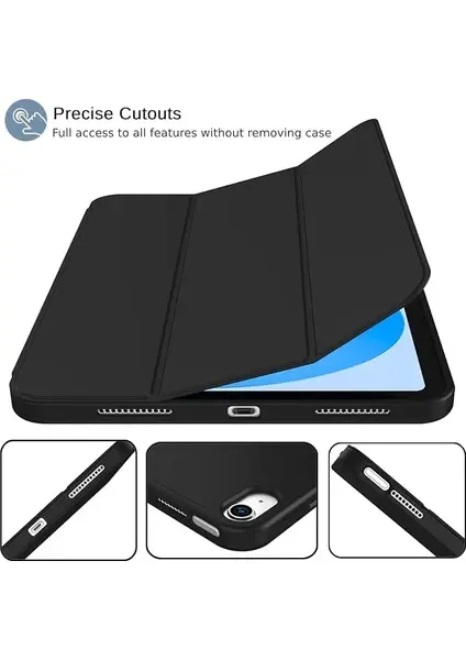 Apple iPad A16 11 Inc (2025) Kalemlikli Uyku Modlu Yatay Standlı Stromix Smart Kılıf A3354 A3355 Siyah