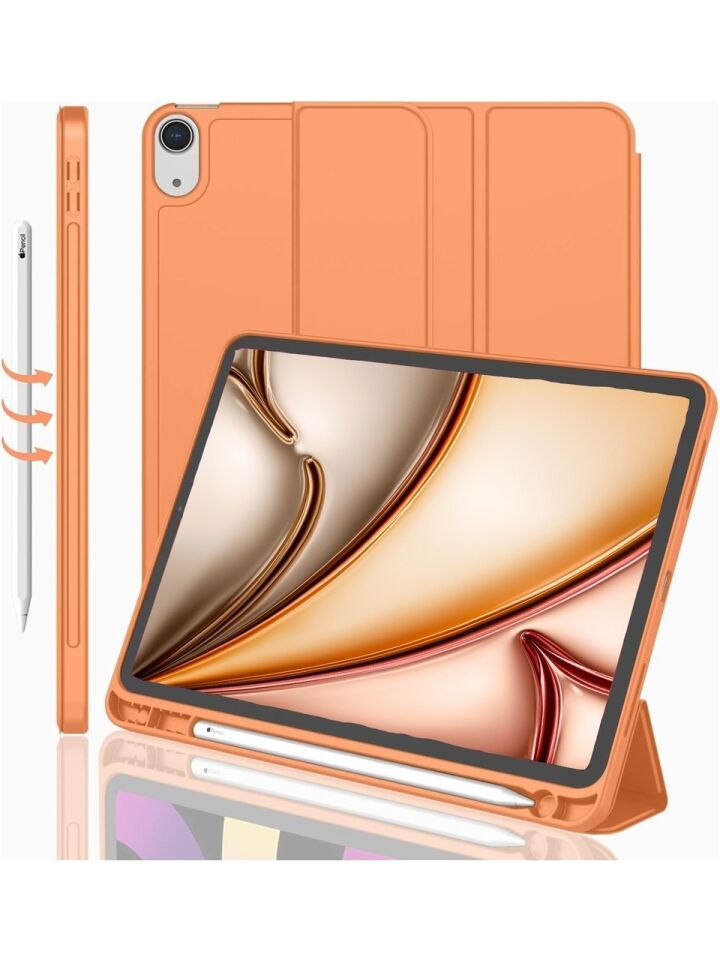 Apple iPad A16 11 Inc (2025) Kalemlikli Uyku Modlu Yatay Standlı Stromix Smart Kılıf A3354 A3355 Turuncu