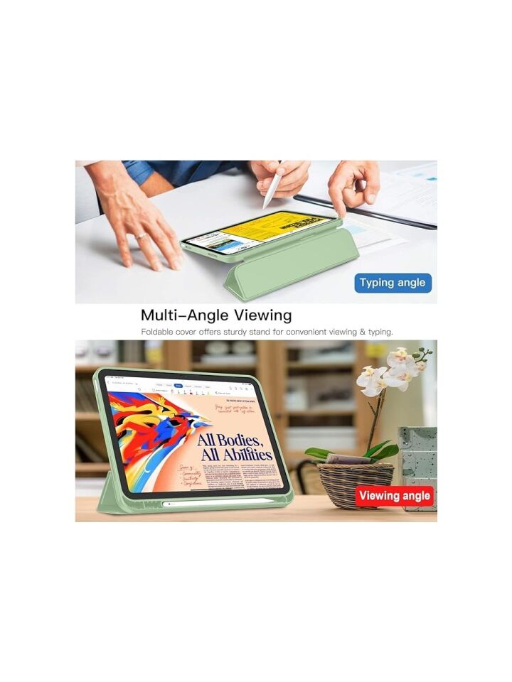 Apple iPad A16 11 Inc (2025) Kalemlikli Uyku Modlu Yatay Standlı Stromix Smart Kılıf A3354 A3355 Yeşil