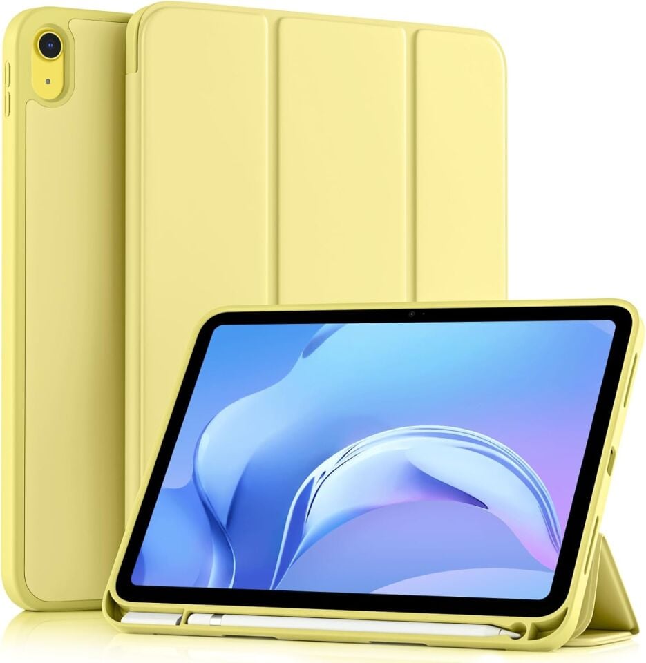 Apple iPad A16 11 Inc (2025) Kalemlikli Uyku Modlu Yatay Standlı Stromix Smart Kılıf A3354 A3355 Sarı