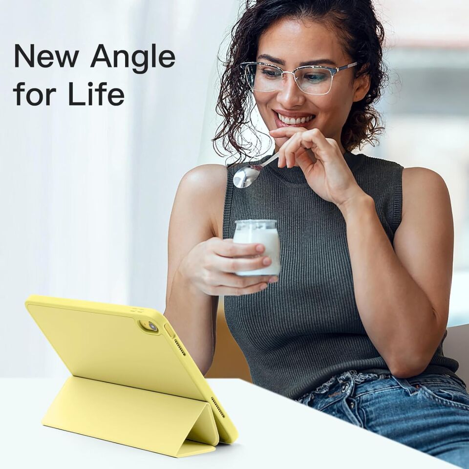 Apple iPad A16 11 Inc (2025) Kalemlikli Uyku Modlu Yatay Standlı Stromix Smart Kılıf A3354 A3355 Sarı