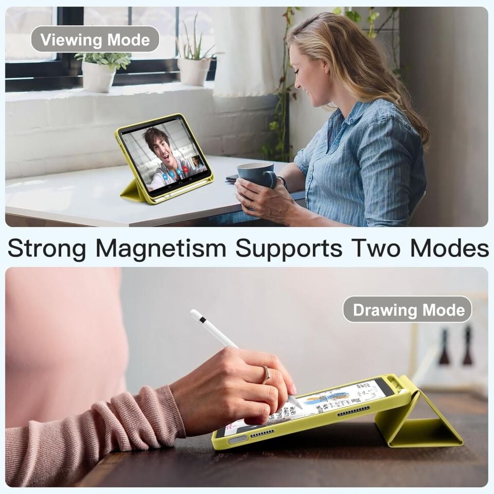 Apple iPad A16 11 Inc (2025) Kalemlikli Uyku Modlu Yatay Standlı Stromix Smart Kılıf A3354 A3355 Sarı