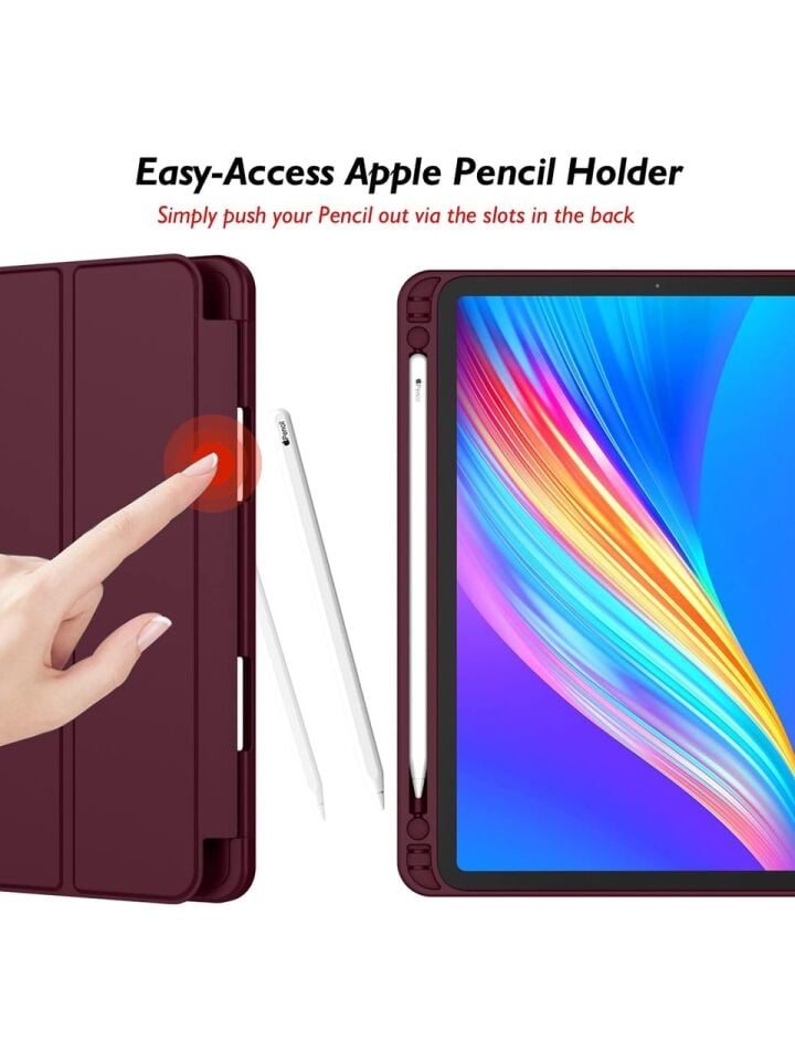 Apple iPad Pro 11 (2021) 3. Nesil Kalemlikli Yatay Standlı Stromix Smart Kılıf A2377 A2459 A2301 A2460 Bordo