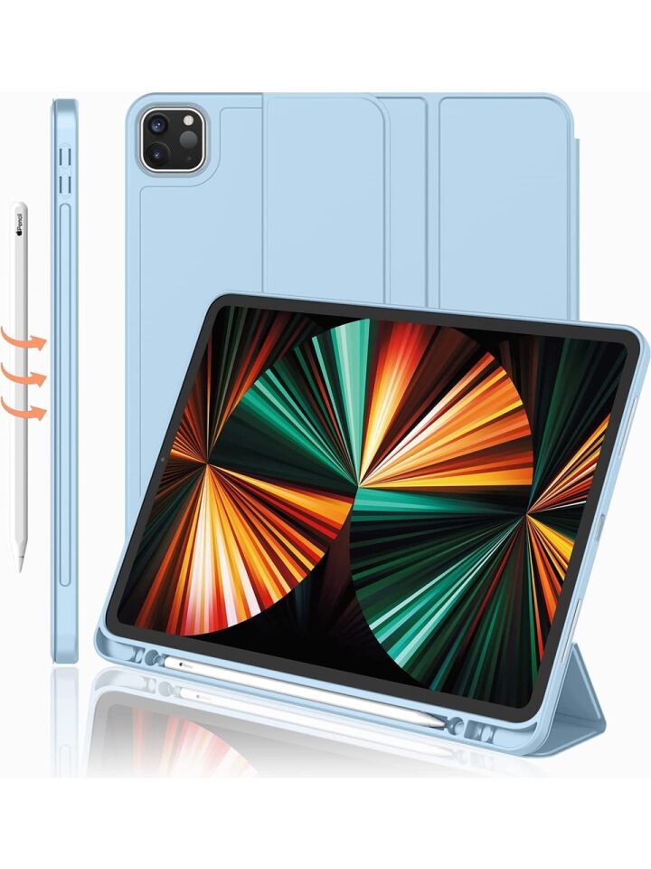 Apple iPad Pro 11 (2021) 3. Nesil Kalemlikli Yatay Standlı Stromix Smart Kılıf A2377 A2459 A2301 A2460 Mavi