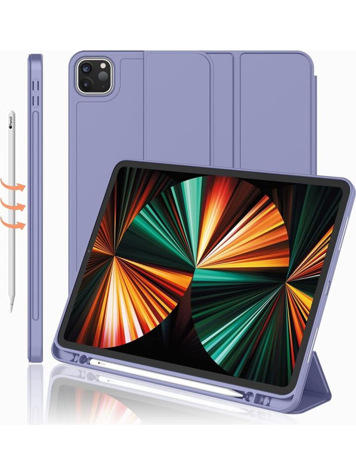 Apple iPad Pro 11 (2021) 3. Nesil Kalemlikli Yatay Standlı Stromix Smart Kılıf A2377 A2459 A2301 A2460 Lavanta