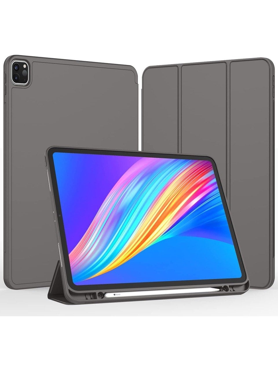 Apple iPad Pro 11 (2021) 3. Nesil Kalemlikli Yatay Standlı Stromix Smart Kılıf A2377 A2459 A2301 A2460 Füme
