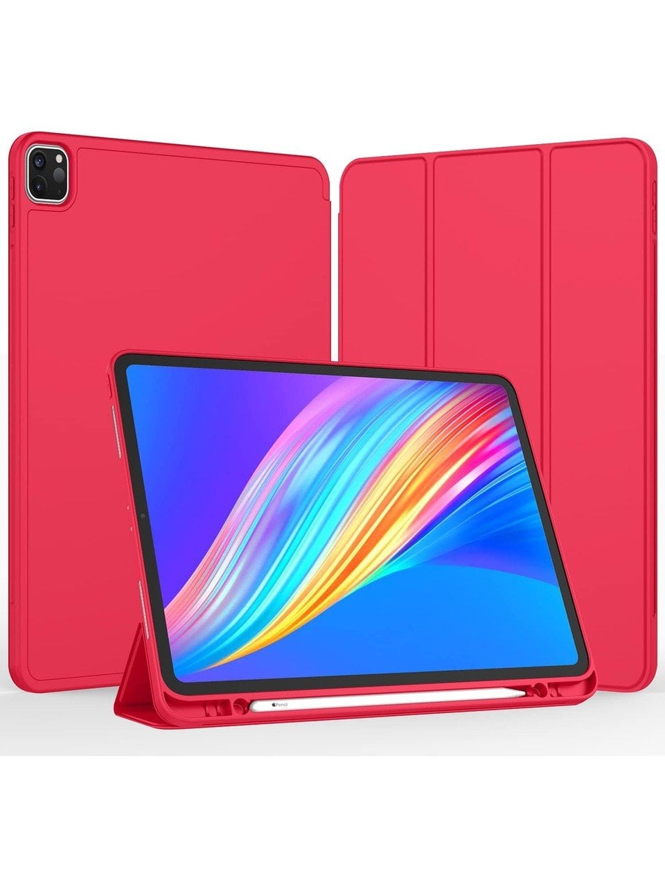Apple iPad Pro 11 (2020) 2. Nesil Kalemlikli Yatay Standlı Stromix Smart Kılıf A2228 A2068 A2230 A2231 Kırmızı