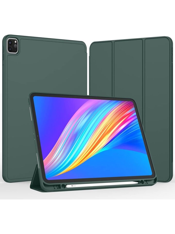 Apple iPad Pro 11 (2020) 2. Nesil Kalemlikli Yatay Standlı Stromix Smart Kılıf A2228 A2068 A2230 A2231 Haki
