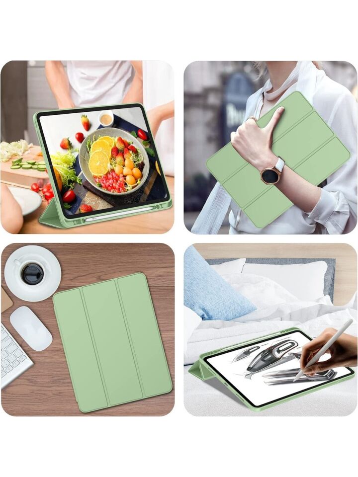 Apple iPad Pro 11 (2020) 2. Nesil Kalemlikli Yatay Standlı Stromix Smart Kılıf A2228 A2068 A2230 A2231 Yeşil