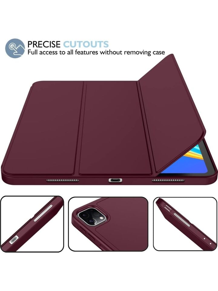 Apple iPad Pro 11 (2022) 4. Nesil Kalemlikli Yatay Standlı Stromix Smart Kılıf A2378 A2461 A2379 A2462 Bordo