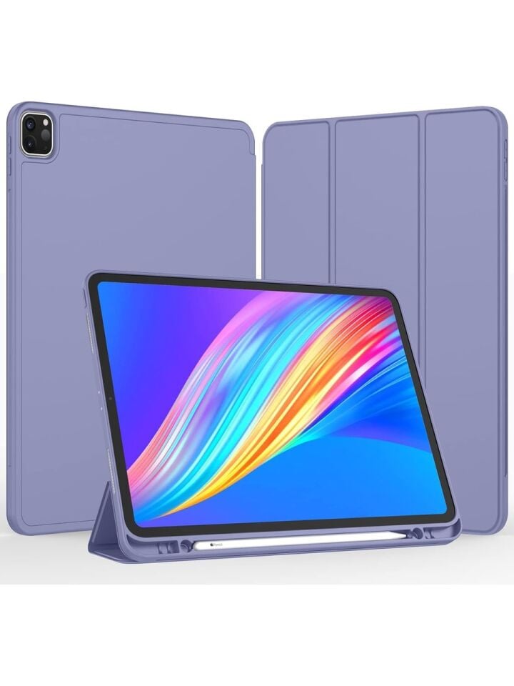 Apple iPad Pro 11 (2022) 4. Nesil Kalemlikli Yatay Standlı Stromix Smart Kılıf A2378 A2461 A2379 A2462 Lavanta