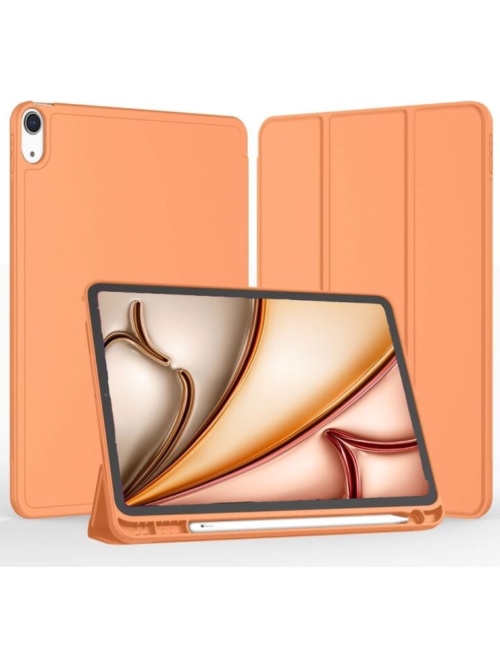 Apple iPad Pro 11 M5 (2025) Kalemlikli Uyku Modlu Yatay Standlı Stromix Smart Kılıf Turuncu