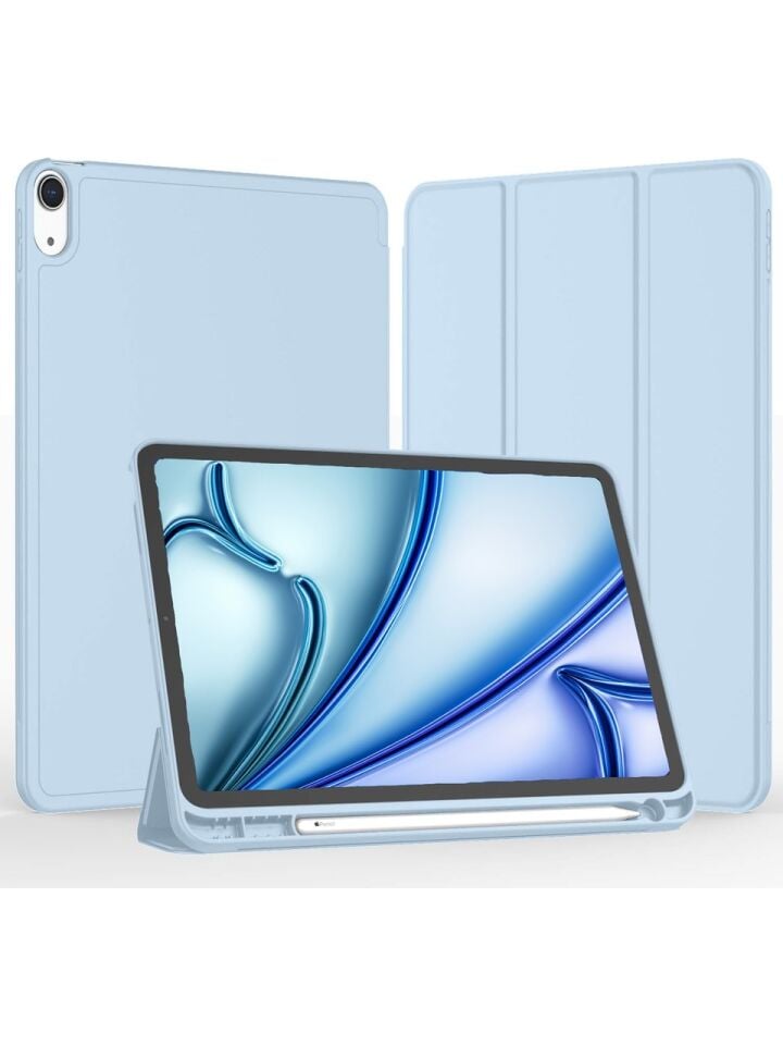 Apple iPad Pro 11 M5 (2025) Kalemlikli Uyku Modlu Yatay Standlı Stromix Smart Kılıf Açık Mavi