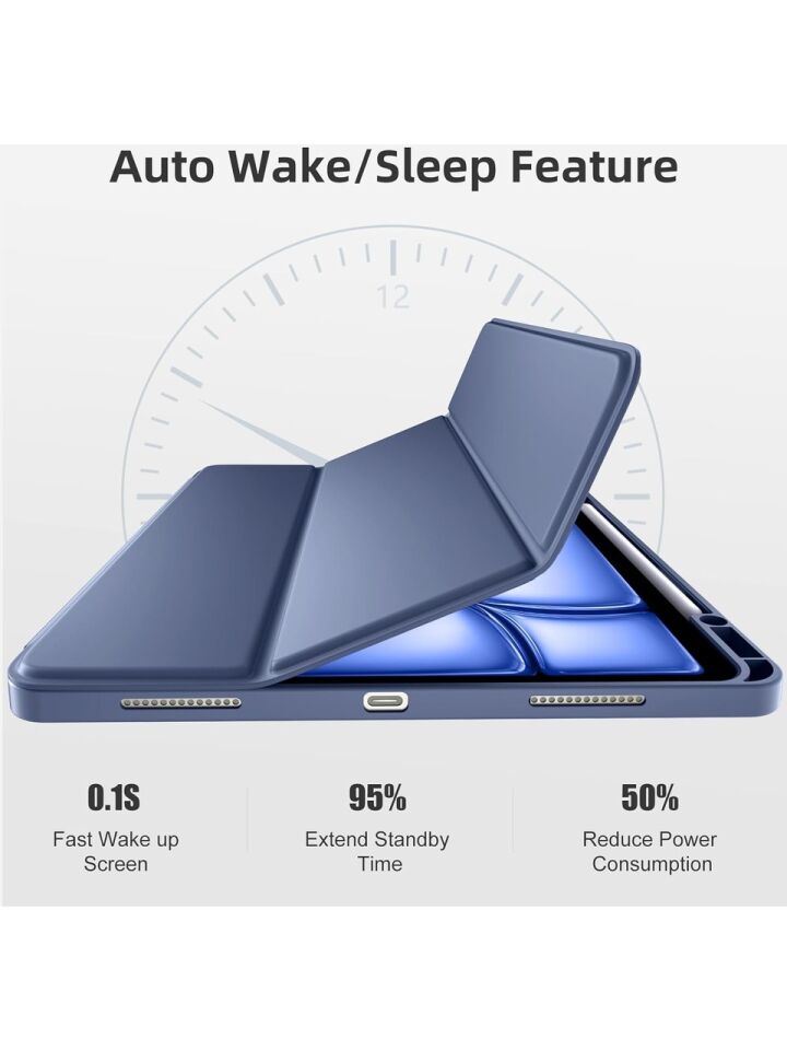 Apple iPad Pro 13 M5 (2025) Kalemlikli Uyku Modlu Yatay Standlı Stromix Smart Kılıf Mor