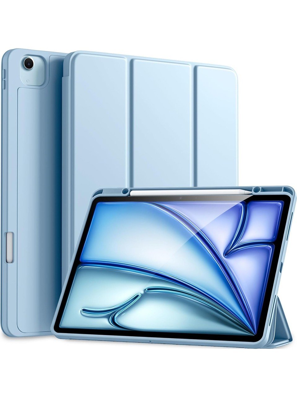 Apple iPad Pro 13 M5 (2025) Kalemlikli Uyku Modlu Yatay Standlı Stromix Smart Kılıf Açık Mavi