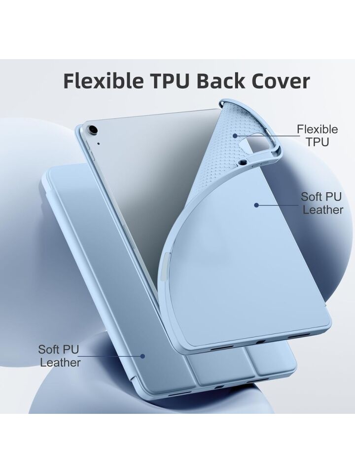 Apple iPad Pro 13 M5 (2025) Kalemlikli Uyku Modlu Yatay Standlı Stromix Smart Kılıf Açık Mavi