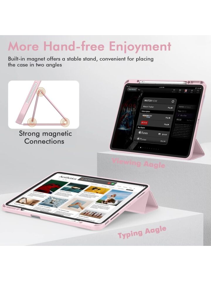Apple iPad Pro 13 M5 (2025) Kalemlikli Uyku Modlu Yatay Standlı Stromix Smart Kılıf Rose Gold