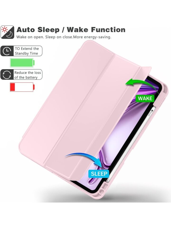 Apple iPad Pro 13 M5 (2025) Kalemlikli Uyku Modlu Yatay Standlı Stromix Smart Kılıf Rose Gold