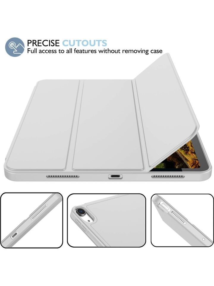 Apple iPad Pro 11 M4 (2024) Kalemlikli Uyku Modlu Yatay Standlı Stromix Smart Kılıf Gri
