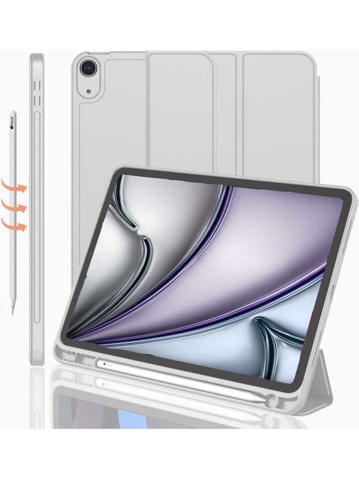Apple iPad Pro 11 M4 (2024) Kalemlikli Uyku Modlu Yatay Standlı Stromix Smart Kılıf Gri