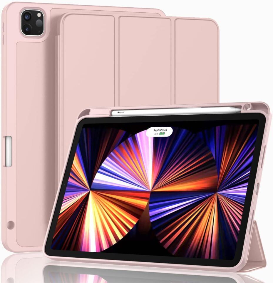 Apple iPad Air 13 M3 (2025) Kalem Şarjına Uygun Kalemlikli Yatay Standlı Stromix Smart Kılıf Rose Gold