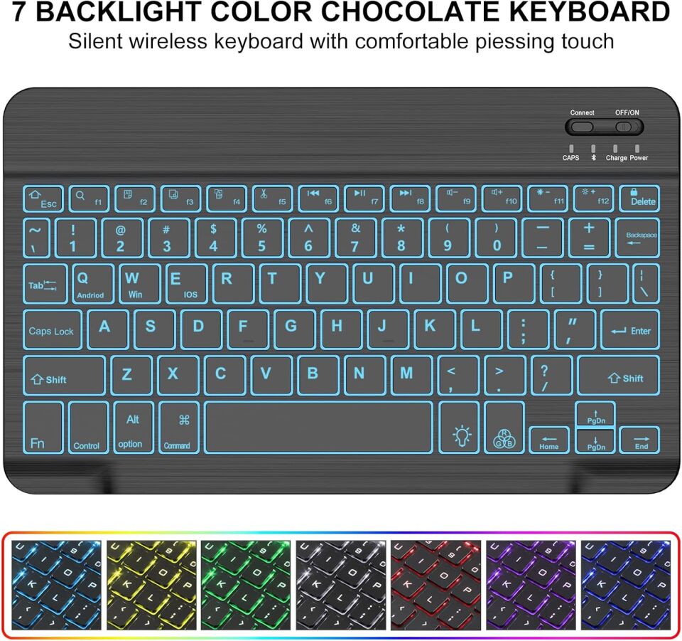 Samsung Galaxy Tab S10 Rgb LED Işıklı Türkçe Karakterli Bluetooth Özellikli Kalemlikli Klavyeli Kılıf Siyah