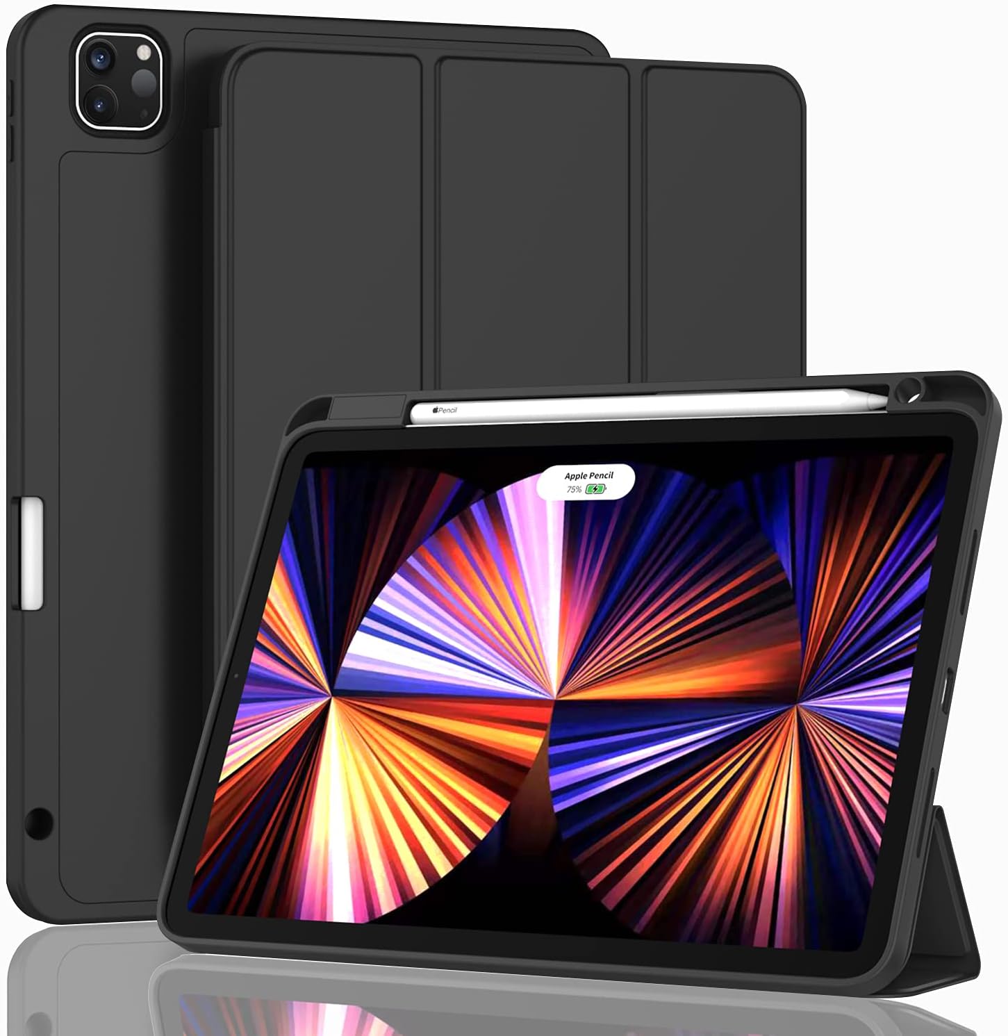 Apple iPad Air 13 M2 (2024) Kalem Şarjına Uygun Kalemlikli Yatay Standlı Stromix Smart Kılıf Siyah