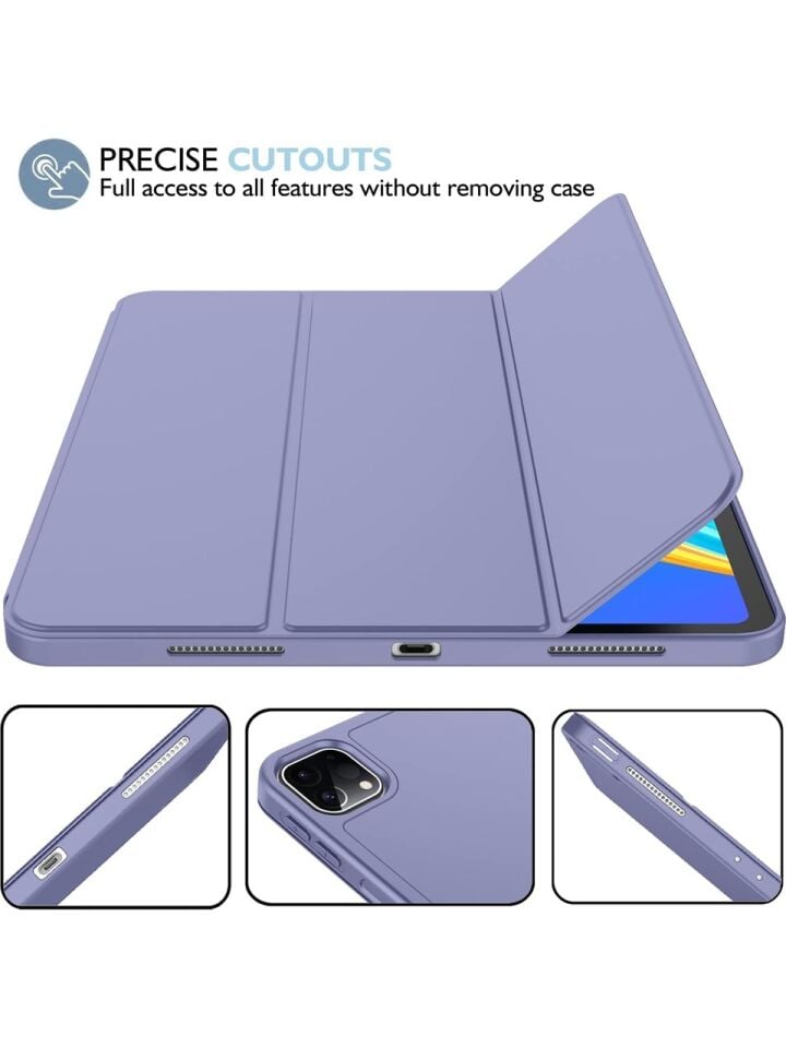Apple iPad Pro 12.9 (2021) 5. Nesil Kalemlikli Yatay Standlı Stromix Smart Kılıf A2378 A2461 A2379 Lavanta