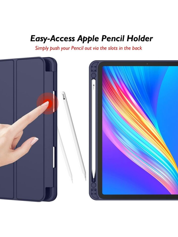 Apple iPad Pro 12.9 (2021) 5. Nesil Kalemlikli Yatay Standlı Stromix Smart Kılıf A2378 A2461 A2379 Lacivert