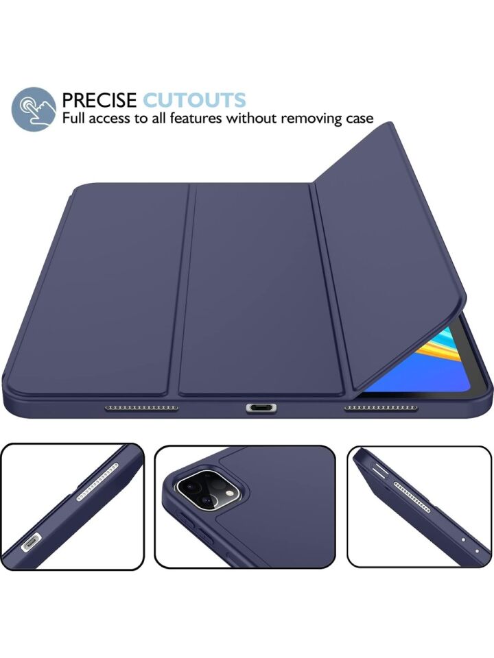 Apple iPad Pro 12.9 (2021) 5. Nesil Kalemlikli Yatay Standlı Stromix Smart Kılıf A2378 A2461 A2379 Lacivert