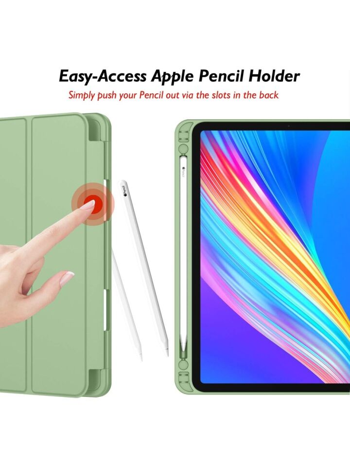 Apple iPad Pro 12.9 (2022) 6. Nesil Kalemlikli Yatay Standlı Stromix Smart Kılıf A2436 A2437 A2764 A2766 Yeşil