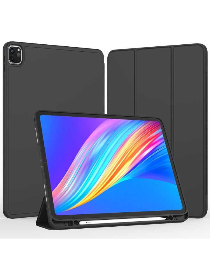 Apple iPad Pro 12.9 (2020) 4. Nesil Kalemlikli Yatay Standlı Stromix Smart Kılıf A2229 A2069 A2232 A2233 Siyah