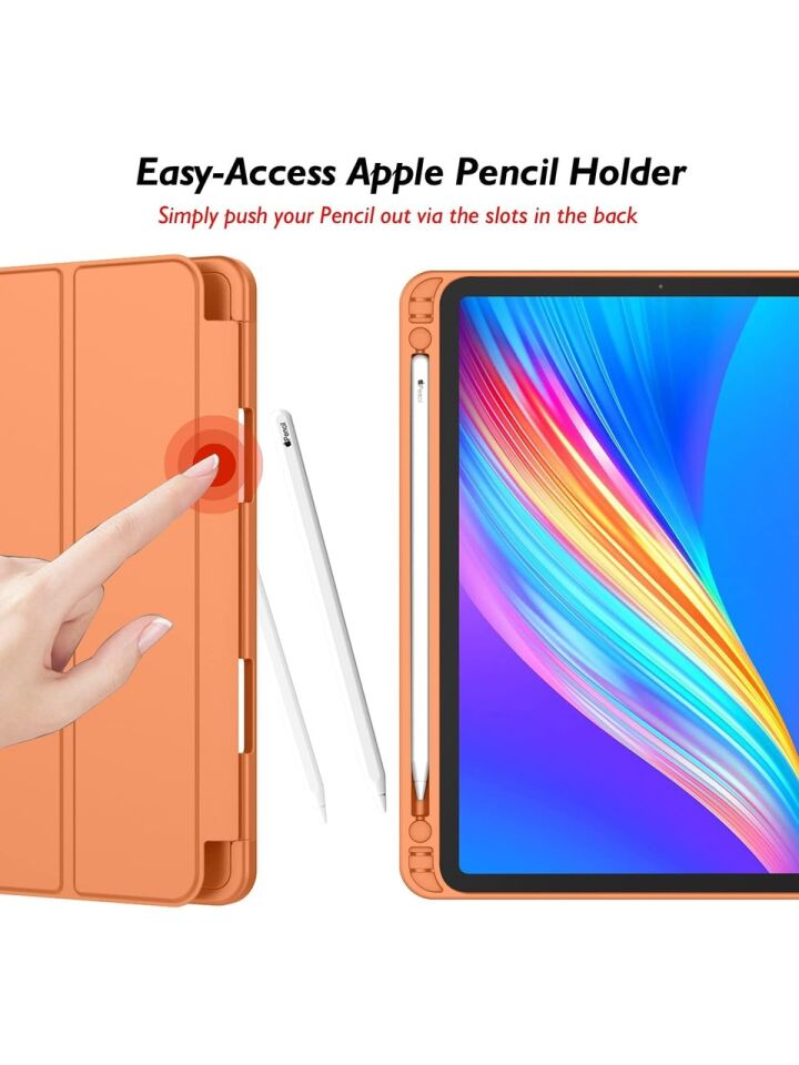 Apple iPad Pro 12.9 (2020) 4. Nesil Kalemlikli Yatay Standlı Stromix Smart Kılıf A2229 A2069 A2232 A2233 Turuncu