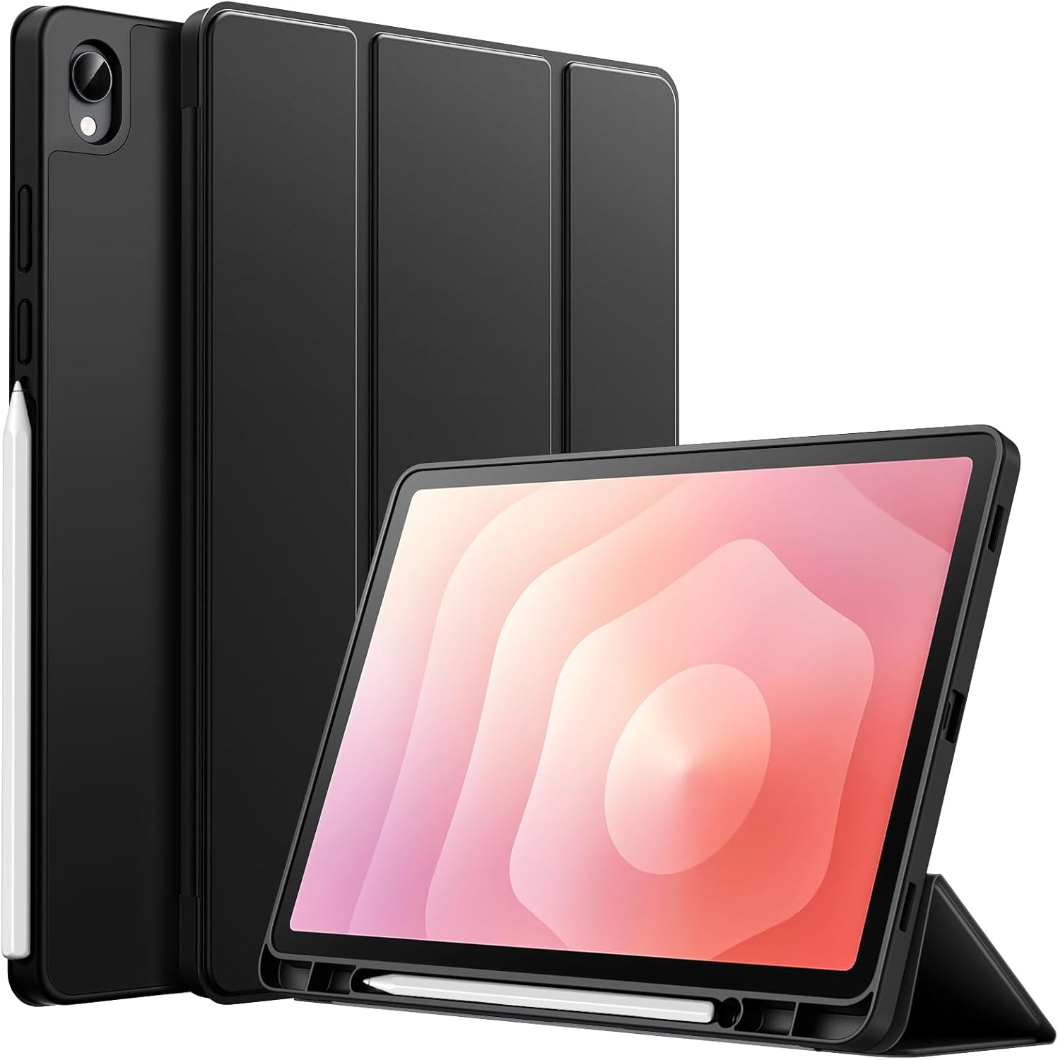 Samsung Galaxy Tab S11 Kalem Şarjına Uygun Kalemlikli Uyku Modlu Stromix Standlı Kapaklı Kılıf SM-X730 Siyah