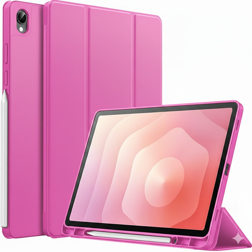 Samsung Galaxy Tab S11 Kalem Şarjına Uygun Kalemlikli Uyku Modlu Stromix Standlı Kapaklı Kılıf SM-X730 Pembe