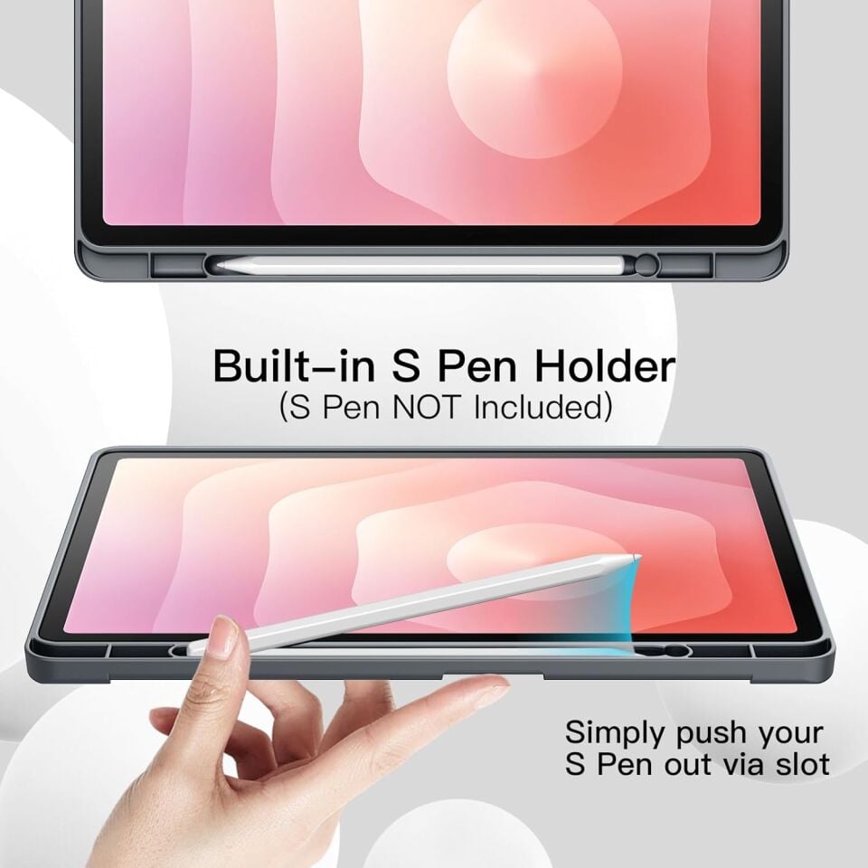 Samsung Galaxy Tab S11 Kalem Şarjına Uygun Kalemlikli Uyku Modlu Stromix Standlı Kapaklı Kılıf SM-X730 Füme