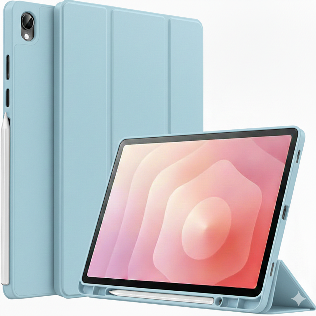 Samsung Galaxy Tab S11 Kalem Şarjına Uygun Kalemlikli Uyku Modlu Stromix Standlı Kapaklı Kılıf SM-X730 Açık Mavi
