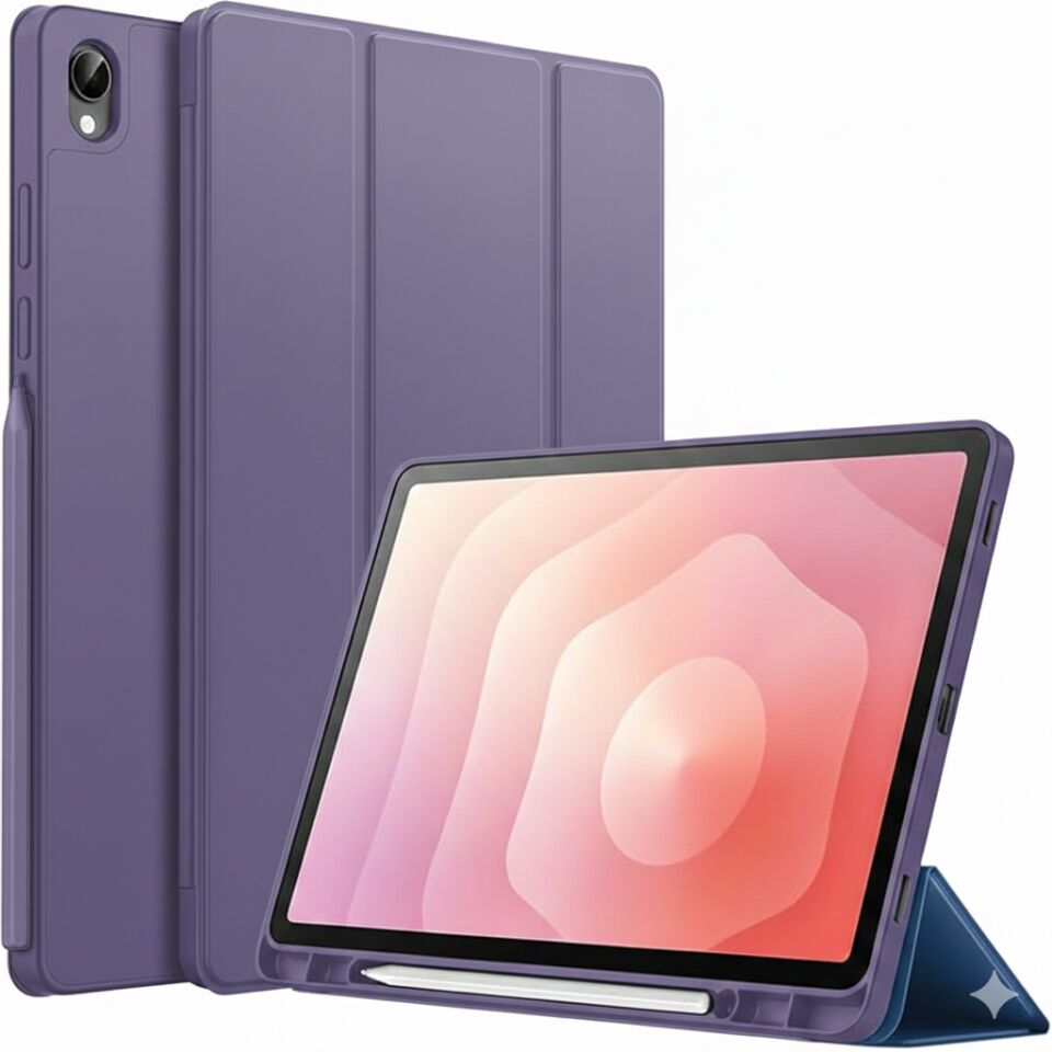 Samsung Galaxy Tab S11 Kalem Şarjına Uygun Kalemlikli Uyku Modlu Stromix Standlı Kapaklı Kılıf SM-X730 Lavanta